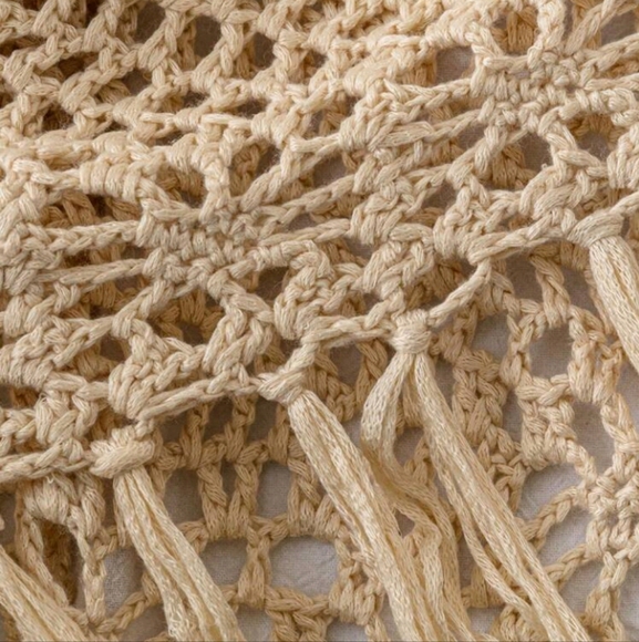 SHEIN Swim Hollow Out Knitted Fringe Hem Cover Up Dress, For Summer Beach - Picture 5 of 7